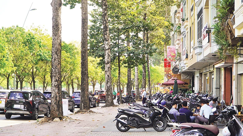 Vỉa hè đường Hoàng Sa, đoạn gần đường Nguyễn Đình Chiểu, Quận 1, thuộc tuyến đủ điều kiện tổ chức hoạt động kinh doanh.
