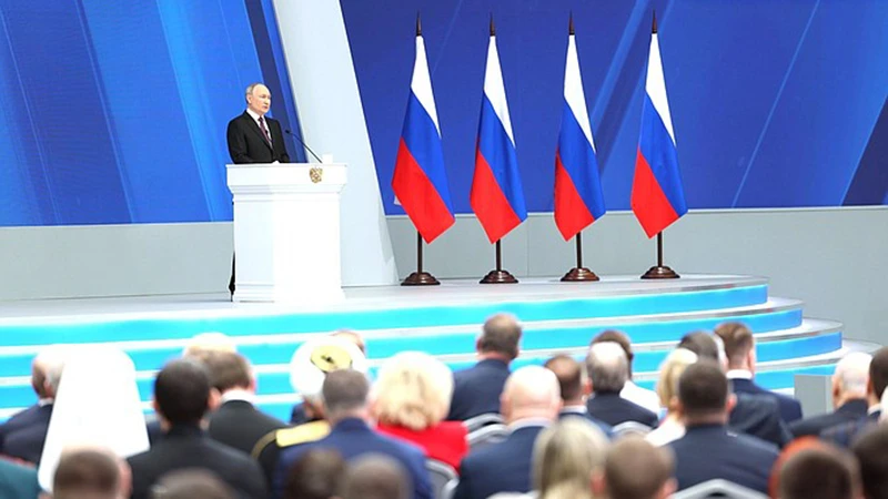 Tổng thống Nga Putin đọc Thông điệp Liên bang trước Quốc hội Liên bang Nga. (Ảnh: kremlin.ru)