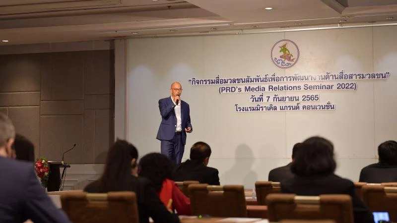 Tiến sĩ Supakorn Siddhichai - Phó Chủ tịch điều hành Cơ quan thúc đẩy kinh tế kỹ thuật số, công nghệ số và thành phố thông minh của Thái Lan. (Ảnh: TUẤN ANH)