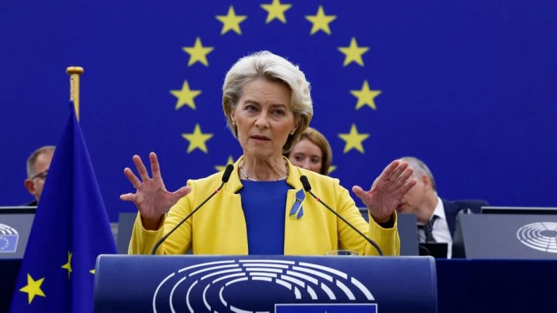 Chủ tịch Ủy ban Châu Âu Ursula von der Leyen trình bày về tình hình Liên minh châu Âu trước Nghị viện. (Ảnh: REUTERS) 