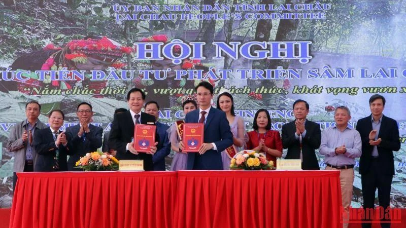 Lãnh đạo tỉnh Lai Châu ký kết hợp tác với đại diện Tập đoàn Đại Nam Sơn. 