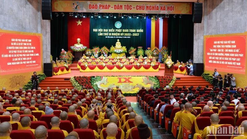Quang cảnh Đại hội đại biểu Phật giáo toàn quốc lần thứ IX, nhiệm kỳ 2022-2027.