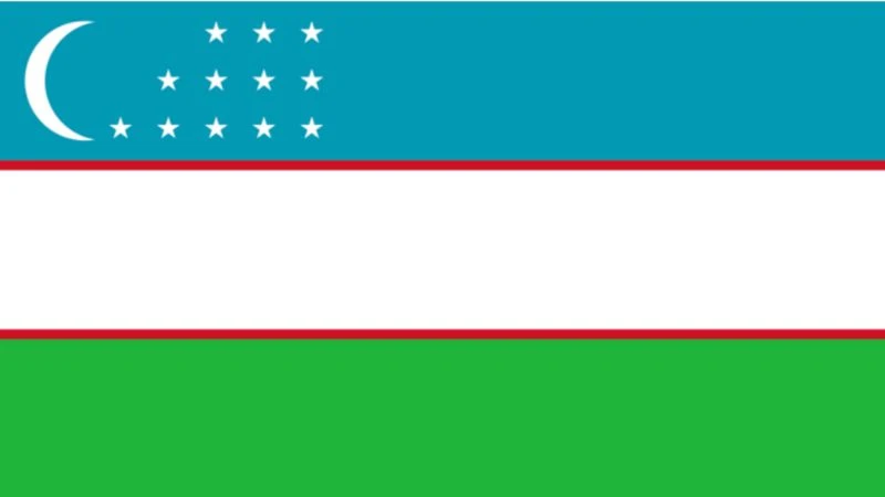 Quốc kỳ nước Cộng hòa Uzbekistan.