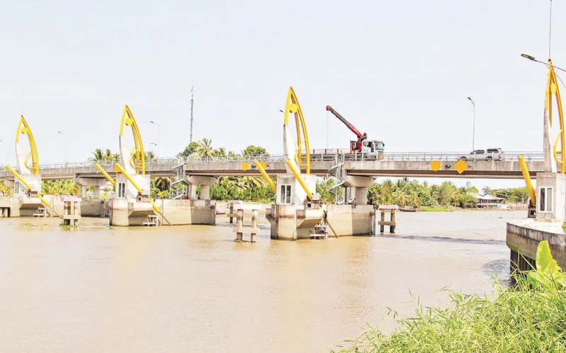 Cống Vũng Liêm phát huy hiệu quả trong việc ngăn mặn, trữ ngọt. 