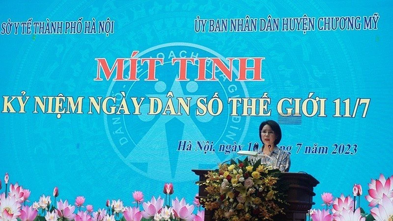 Giám đốc Sở Y tế Hà Nội phát biểu tại Lễ kỷ niệm Ngày Dân số thế giới 11/7.