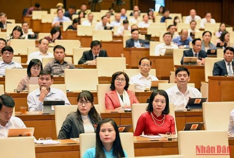 Các đại biểu Quốc hội tham dự phiên họp tại Hội trường Diên Hồng.