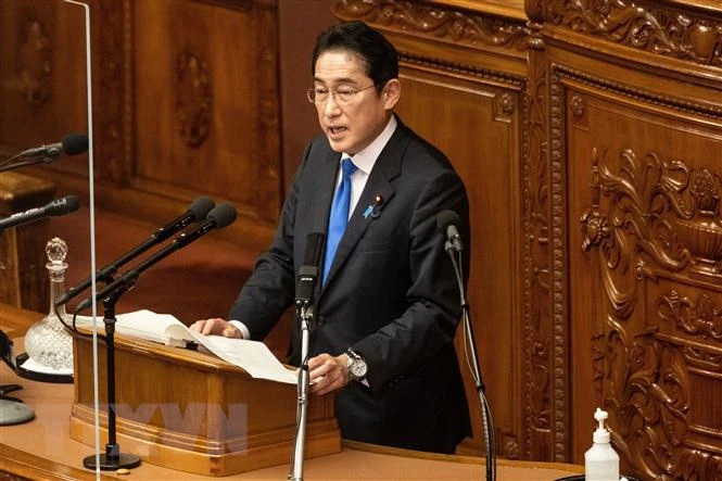 Thủ tướng Nhật Bản Kishida Fumio phát biểu tại kỳ họp thường niên của Quốc hội Nhật Bản ở Tokyo ngày 23/1. (Ảnh: AFP/TTXVN)