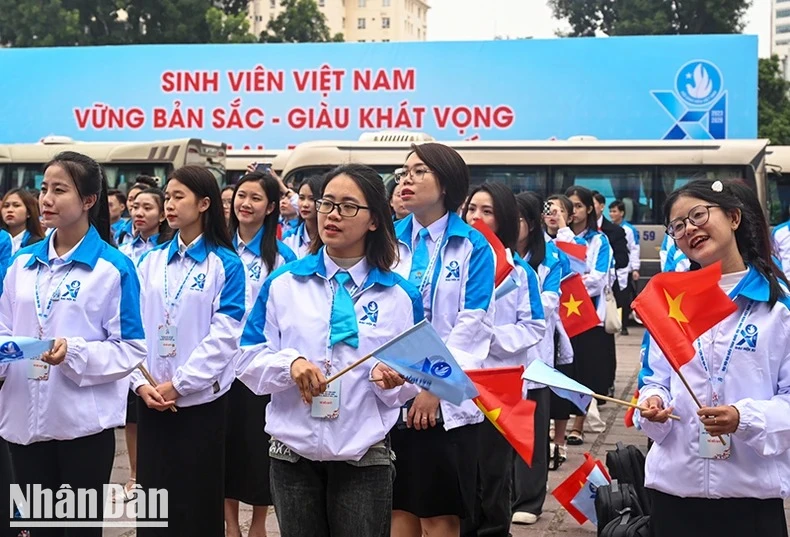 Đại biểu dự Đại hội đại biểu toàn quốc Hội Sinh viên Việt Nam lần thứ XI, nhiệm kỳ 2023-2028. (Ảnh DUY LINH)
