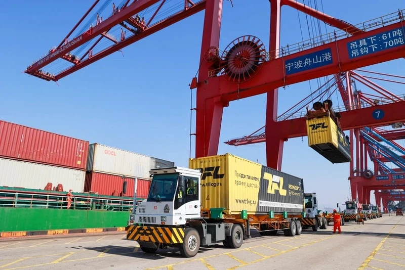 Cảng container ở Ninh Ba, tỉnh Chiết Giang, Trung Quốc ngày 30/1/2023. (Ảnh: THX/TTXVN)