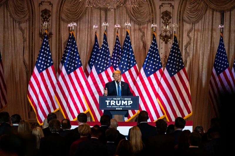 Cựu Tổng thống Mỹ Donald Trump tại sự kiện bầu cử "Siêu thứ Ba" ở bang Florida ngày 5/3/2024. (Ảnh: AFP/TTXVN)