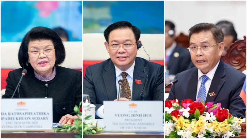 Ba Chủ tịch Quốc hội ba nước Campuchia, Việt Nam, Lào sẽ đồng chủ trì Hội nghị cấp cao Quốc hội 3 nước Campuchia-Lào-Việt Nam lần thứ nhất. (Ảnh: quochoi.vn)