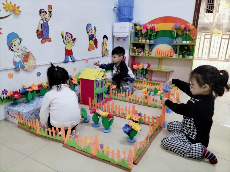 Giờ tự học của trẻ tại Trường mầm non Hoàn Sơn 2 (huyện Tiên Du, tỉnh Bắc Ninh).