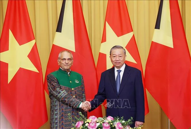 Chủ tịch nước Tô Lâm và Tổng thống Timor-Leste Jose Ramos-Horta, ngày 1/8/2024. (Ảnh: Lâm Khánh/TTXVN)