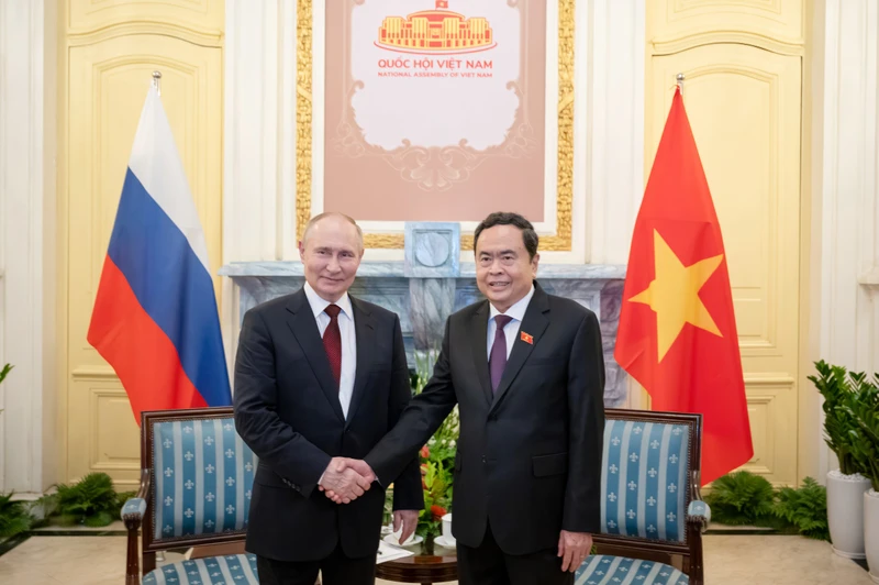 Chủ tịch Quốc hội Trần Thanh Mẫn với Tổng thống Liên bang Nga Vladimir Putin hồi tháng 6/2024. Ảnh: Phạm Thắng/quochoi.vn