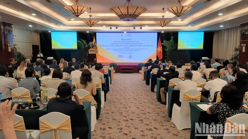Quang cảnh Hội thảo "Hợp tác kinh tế song phương Việt Nam và Flanders, Vương quốc Bỉ về xây dựng thành phố bền vững, thích ứng điều kiện khí hậu".