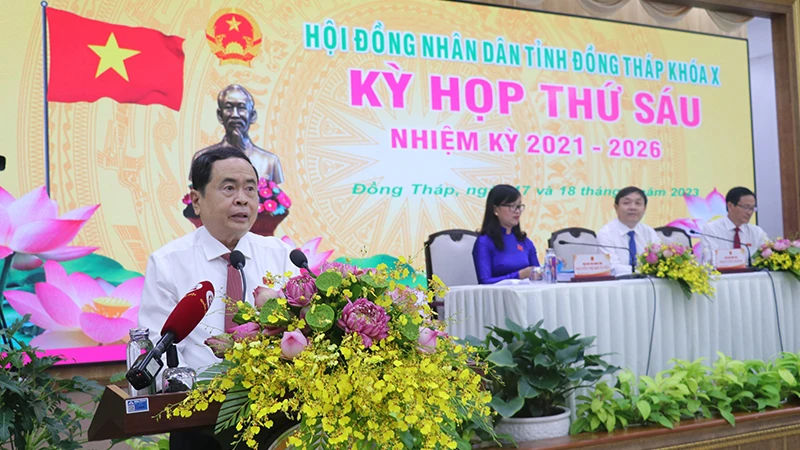 Đồng chí Trần Thanh Mẫn phát biểu tại kỳ họp.