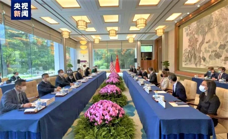 Quang cảnh cuộc hội đàm Bộ trưởng Ngoại giao Trung-Mỹ. (Ảnh: CGTN)