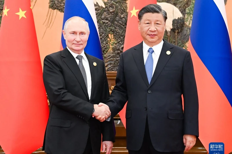 Chủ tịch Trung Quốc Tập Cận Bình và Tổng thống Nga Putin. (Ảnh: Tân Hoa xã)