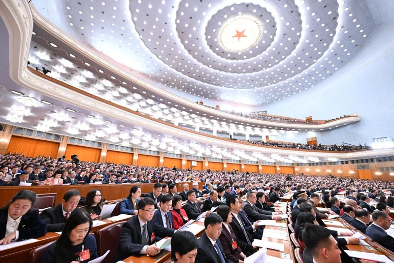 Các đại biểu tại phiên khai mạc kỳ họp thứ hai Chính hiệp Trung Quốc khóa 14. (Ảnh: Tân Hoa Xã)