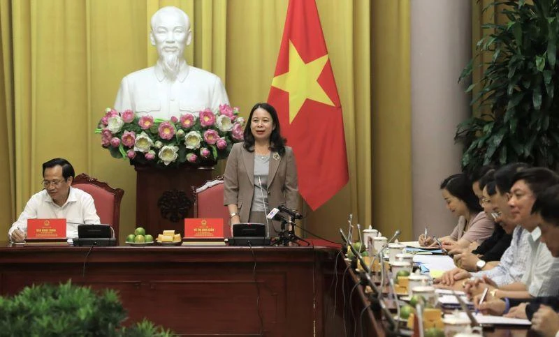 Phó Chủ tịch nước Võ Thị Ánh Xuân phát biểu tại buổi họp.