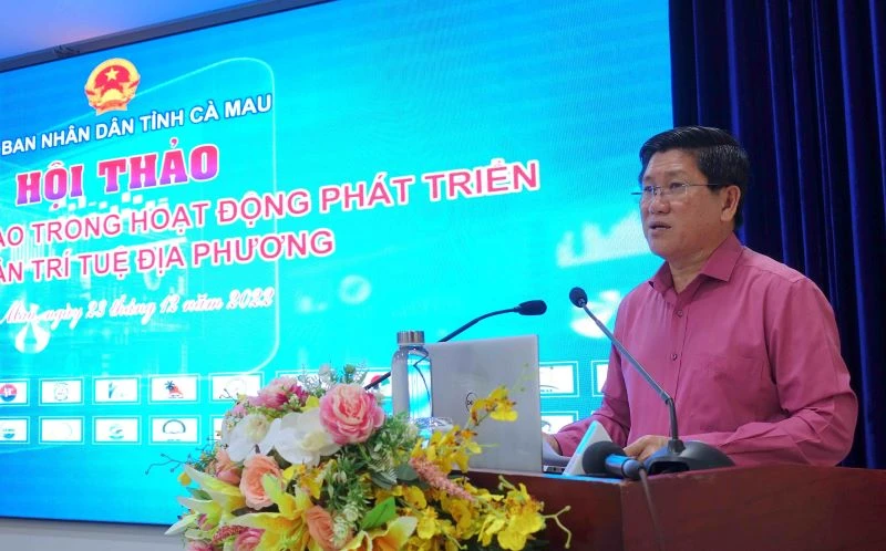 Phó Chủ tịch Ủy ban nhân dân tỉnh Cà Mau Lê Văn Sử phát biểu kết luận tại hội thảo.