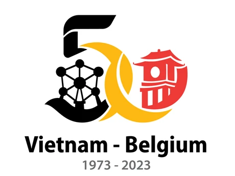 Logo chính thức kỷ niệm 50 năm quan hệ ngoại giao Việt Nam-Bỉ.