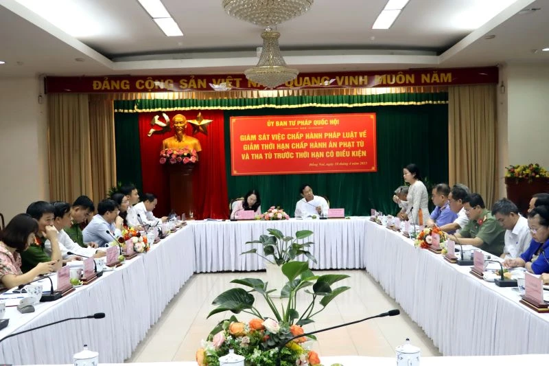Quang cảnh buổi giám sát tại Ủy ban nhân dân tỉnh Đồng Nai.