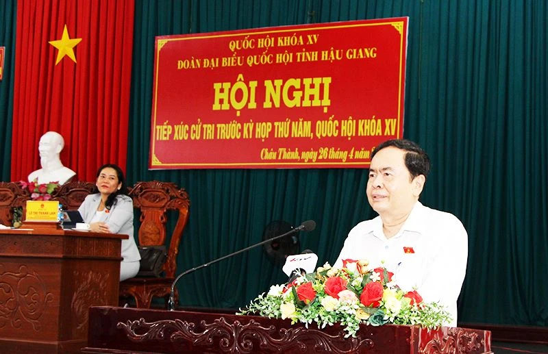 Phó Chủ tịch Thường trực Quốc hội Trần Thanh Mẫn phát biểu tại hội nghị.