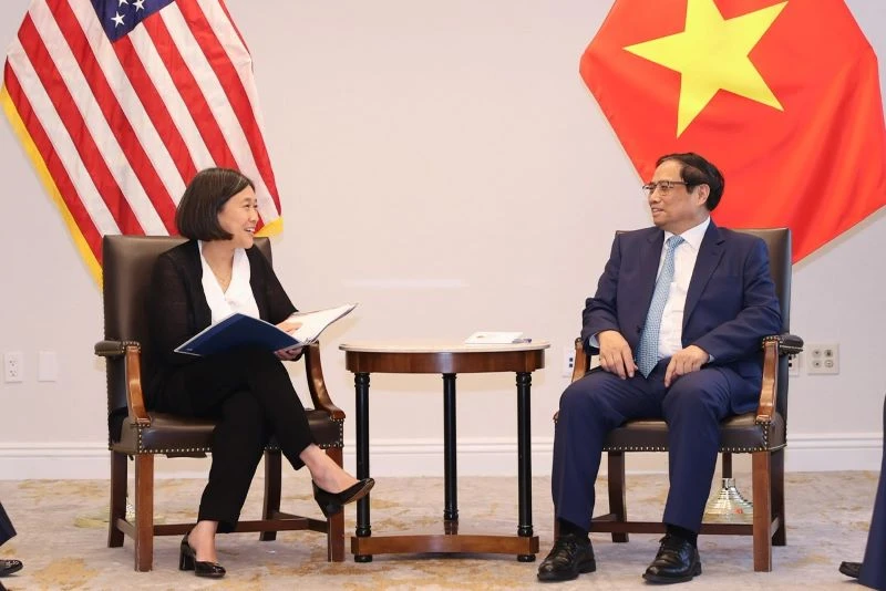 Thủ tướng Phạm Minh Chính tiếp bà Katherine Tai, Đại diện Thương mại Hoa Kỳ.