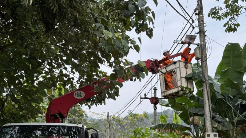 Điện lực thành phố Cao Bằng hỗ trợ lắp đèn năng lượng mặt trời chiếu sáng đường giao thông tại xóm 2, xã Chu Trinh, thành phố Cao Bằng.