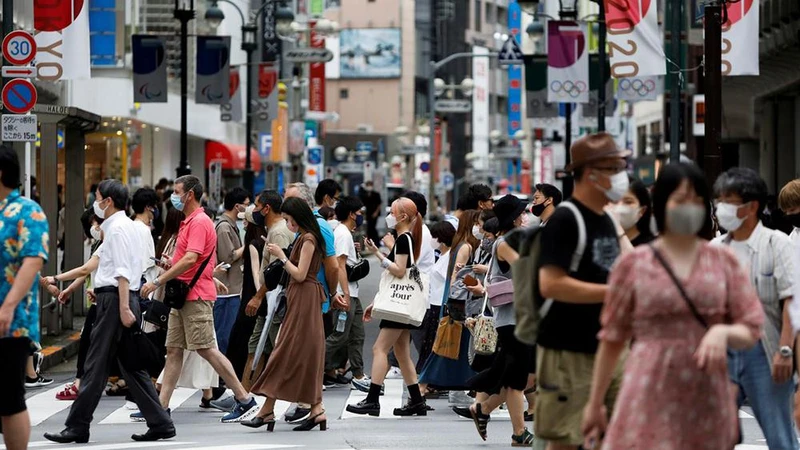 Khu mua sắm Shibuya tại Tokyo, tháng 8/2021. (Ảnh: Reuters)