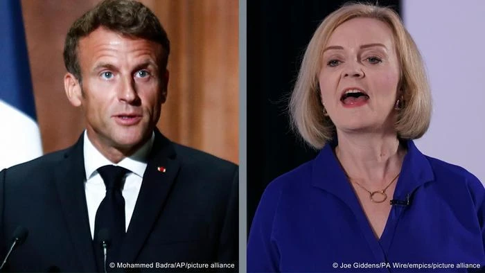 Tổng thống Pháp Emmanuel Macron và tân Thủ tướng Anh Liz Truss. (Ảnh: DW)