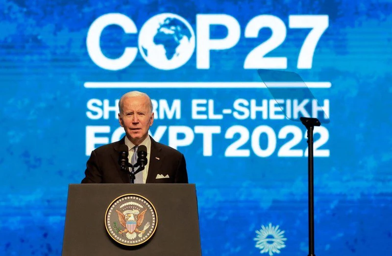 Tổng thống Mỹ Biden phát biểu tại COP27, ngày 11/11/2022. (Ảnh: Reuters)