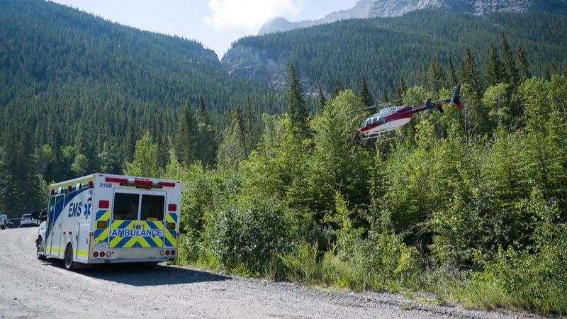 Trực thăng cứu hộ và xe cứu thương có mặt tại hiện trường vụ rơi máy bay. (Nguồn: RMO)