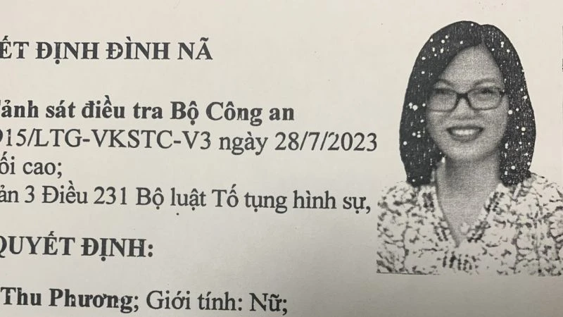 Quyết định đình nã đối với Nguyễn Thị Thu Phương.