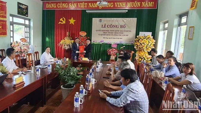 Quang cảnh Lễ công bố Quyết định tổ chức lại Ban Quản lý Vườn quốc gia Tà Đùng và quyết định về công tác cán bộ Vườn quốc gia Tà Đùng tỉnh Đắk Nông sau khi được nâng hạng.