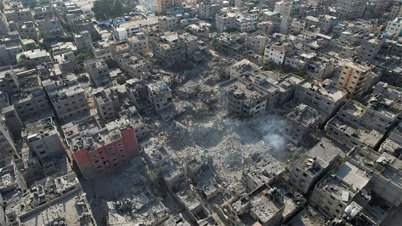 Những ngôi nhà ở Bureij, tại trung tâm dải Gaza, bị phá hủy sau vụ tấn công của Israel, ngày 2/11/2023. Ảnh: Reuters