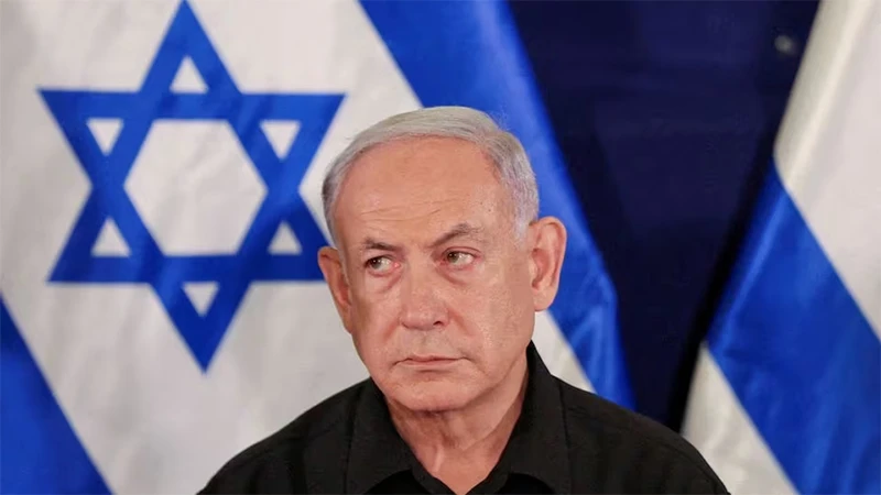 Thủ tướng Israel Benjamin Netanyahu trong cuộc họp báo tại căn cứ quân sự Kirya, tại Tel Aviv, ngày 28/10/2023. (Ảnh: Reuters)