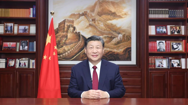Tổng Bí thư, Chủ tịch Trung Quốc Tập Cận Bình gửi thông điệp chào năm mới 2024. Ảnh: Tân Hoa xã