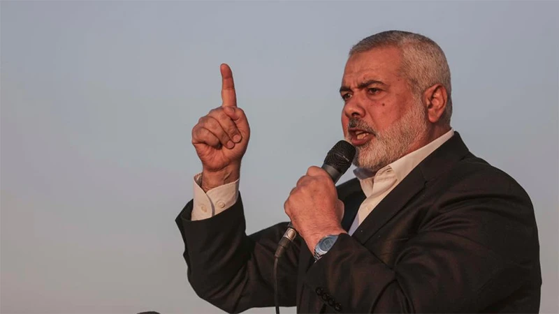 Ông Ismail Haniyeh phát biểu trong một cuộc biểu tình gần hàng rào biên giới giữa Đông Gaza và Israel, ngày 9/4/2018. (Ảnh: Tân Hoa Xã)