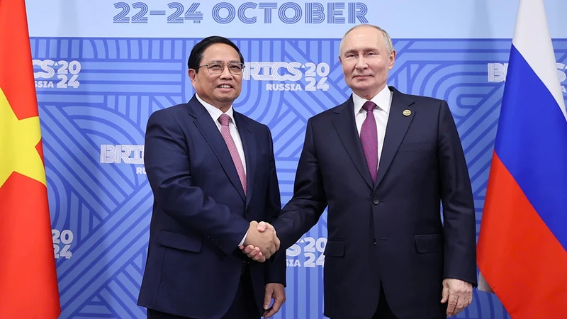 Thủ tướng Phạm Minh Chính và Tổng thống Liên bang Nga Vladimir Putin. (Ảnh: NHẬT BẮC/VGP)