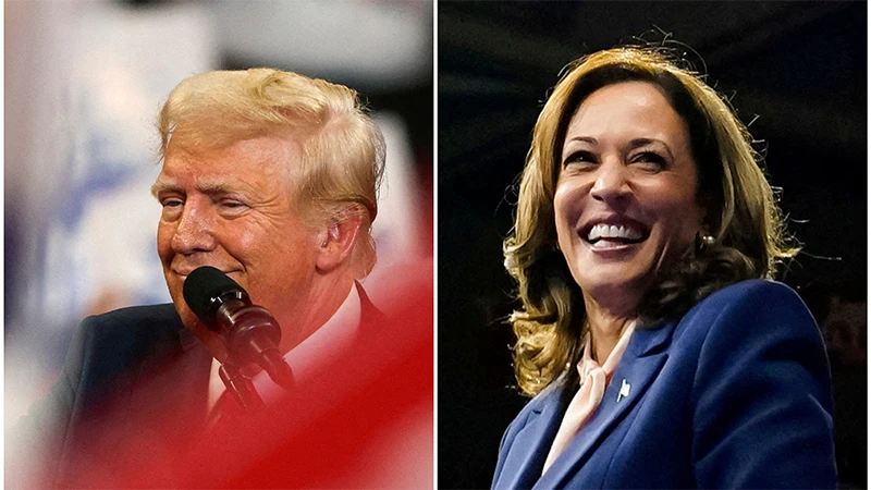 Ứng cử viên đảng Cộng hòa Donald Trump và ứng cử viên đảng Dân chủ Kamala Harris. (Ảnh: Reuters)