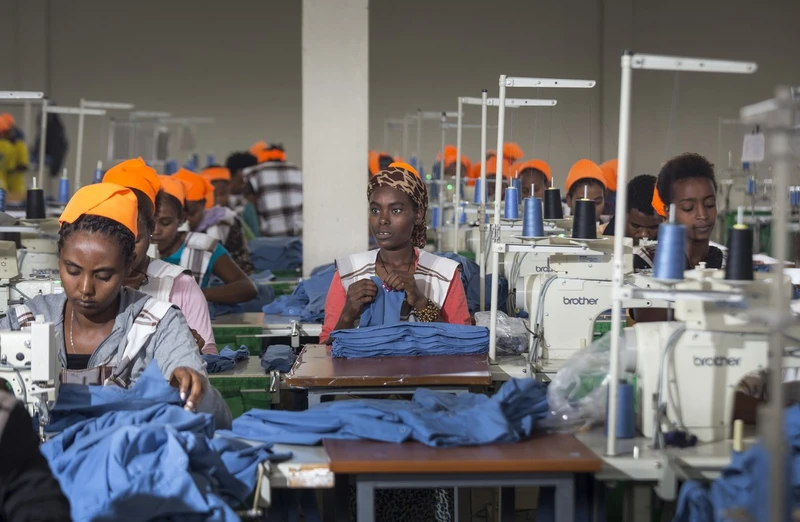 Công nhân may ở Ethiopia làm việc cho các thương hiệu thời trang hàng đầu thế giới. Ảnh: WSJ