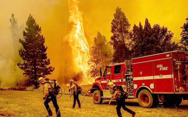 Lực lượng cứu hỏa Mỹ nỗ lực dập tắt đám cháy.