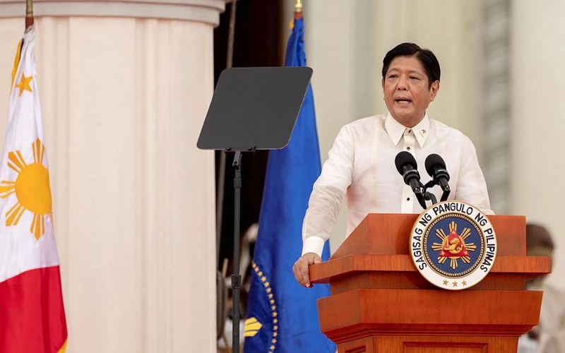 Tân Tổng thống Philippines phát biểu tại lễ nhậm chức. (Ảnh REUTERS)