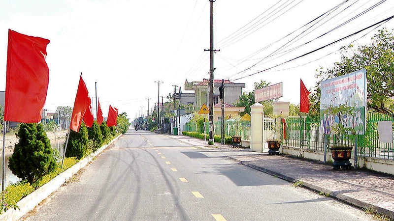Huyện Yên Khánh lắp đặt 250 km đường điện chiếu sáng, trồng 203 km đường hoa, cây xanh trên các trục đường và ở các khu dân cư tạo cảnh quan. (Ảnh Anh Tuấn)