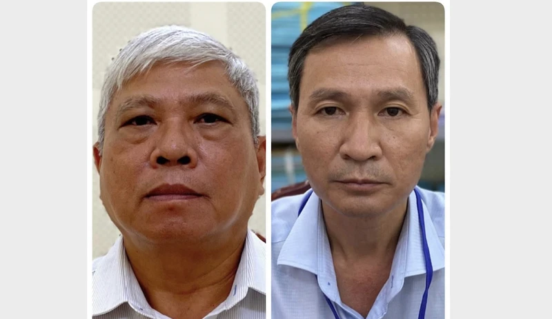 Các bị can Đặng Quang Việt và Nguyễn Thành Nhân (từ trái qua phải).