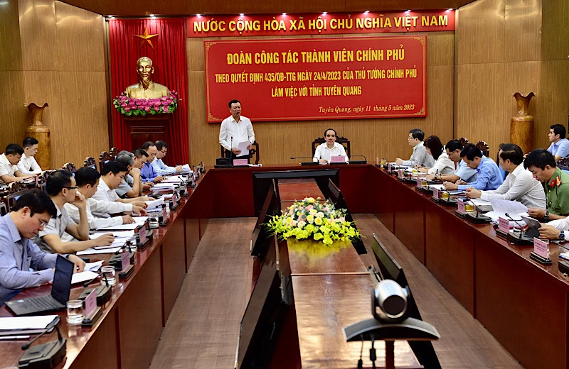 Đồng chí Đoàn Hồng Phong, Tổng Thanh tra Chính phủ phát biểu tại buổi làm việc.