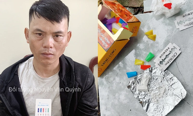 Công an Lạng Giang bắt đối tượng Nguyễn Văn Quỳnh tàng trữ trái phép chất ma túy.
