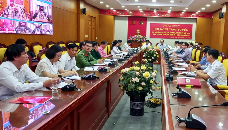 Ủy ban Kiểm tra Tỉnh ủy Lào Cai họp trực tuyến về công tác, kiểm tra, giám sát đảng viên và tổ chức Đảng. (Ảnh: TL)